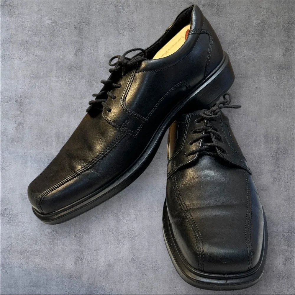 ECCO Men's Black Leather Oxford Lace‎ Up Shoe Stable Balance Sz EU 44 10.5-11 US